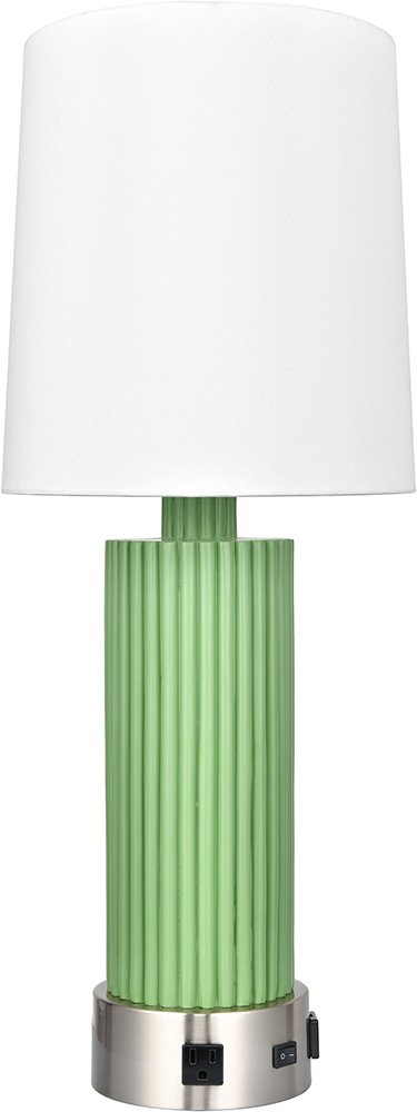STX-TL404-SEA.jpg Ribbed Colorblock Console Table Lamp, Sage Green - Image 1