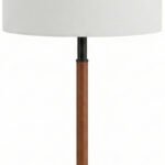 Matte Black & Leather Wrap Drum Table Lamp