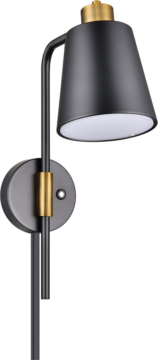 STX-WL621.jpg Black & Brass Dimmable Single Nightstand Sconce - Image 1