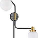 Black & Brass Double-Globe Wall Sconce