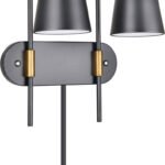 Black & Brass Dimmable Double Nightstand Sconce