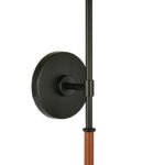 Matte Black & Leather Wrap Tapered Wall Sconce
