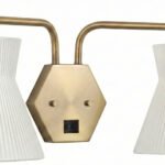 Antique Brass Double Pleated-Shade Wall Sconce