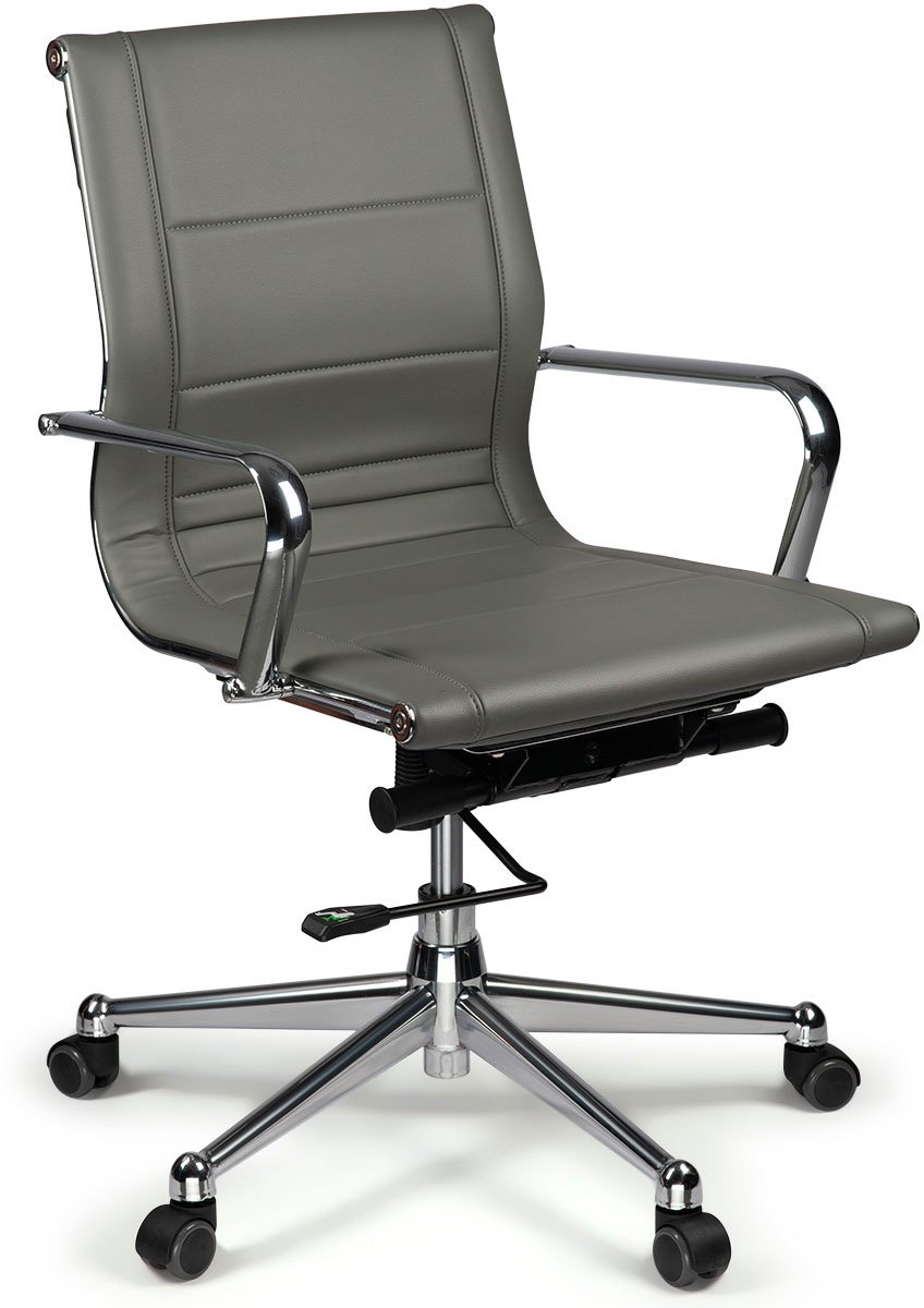 STXC685-GRAY-ALUM.jpg Florence Gray Mid Back Task Chair with Arms - Image 1