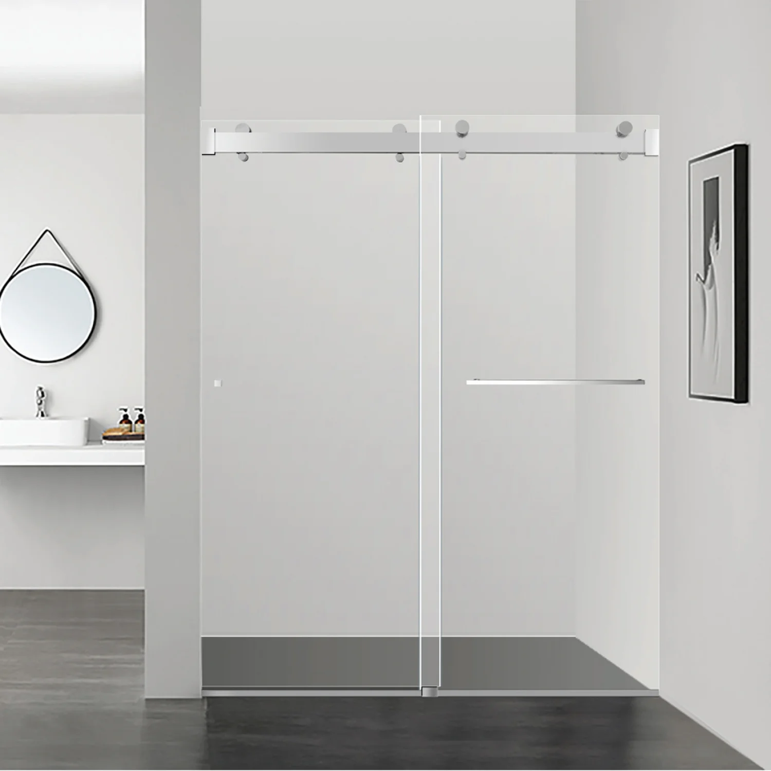 UHS-SD-002-Frameless-Double-Sliding-Soft-Closing-Bathtub-1 Frameless Double Sliding Soft-Closing Bathtub/Shower Doors - Image 1