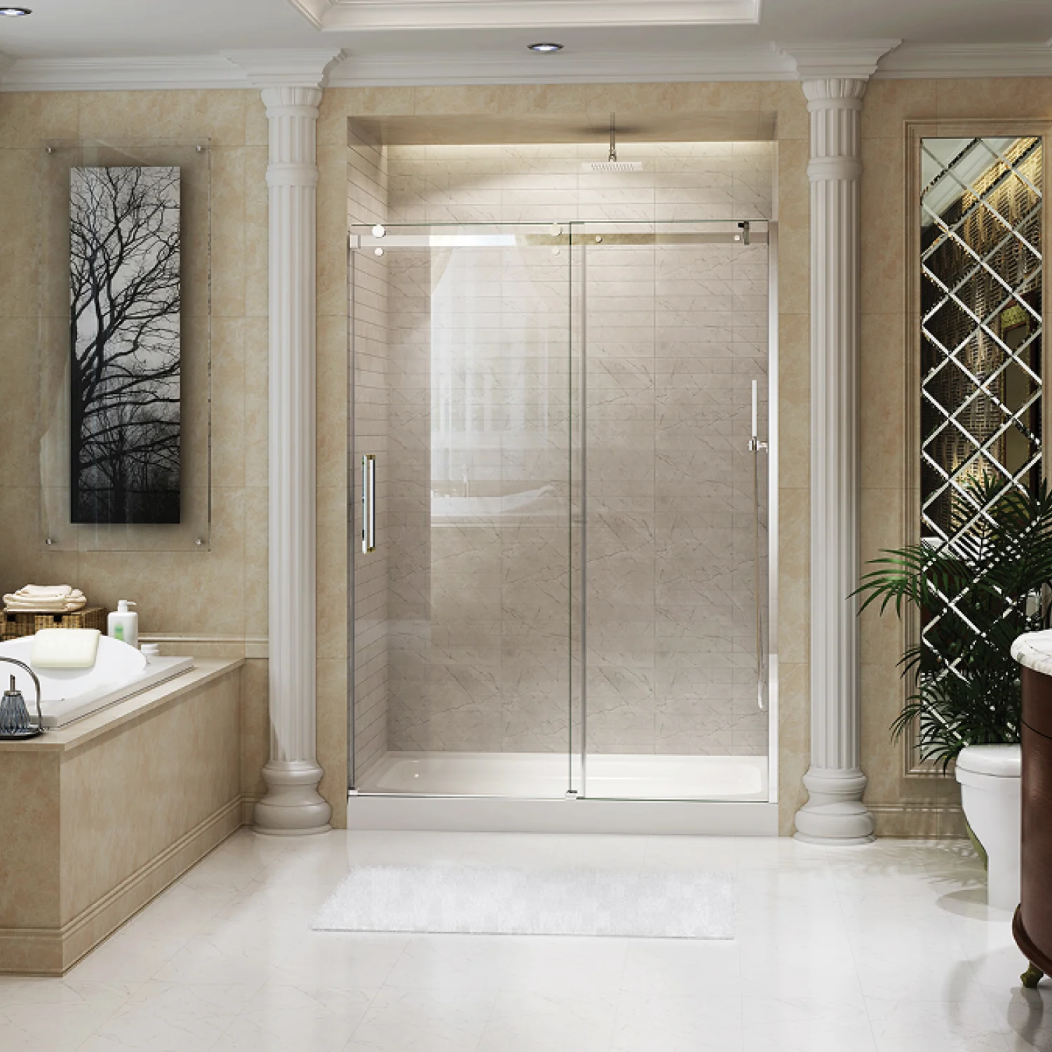 UHS-SD-005-Frameless-Single-Sliding-Bathtub-1 Frameless Single Sliding Bathtub/Shower Doors - Image 1