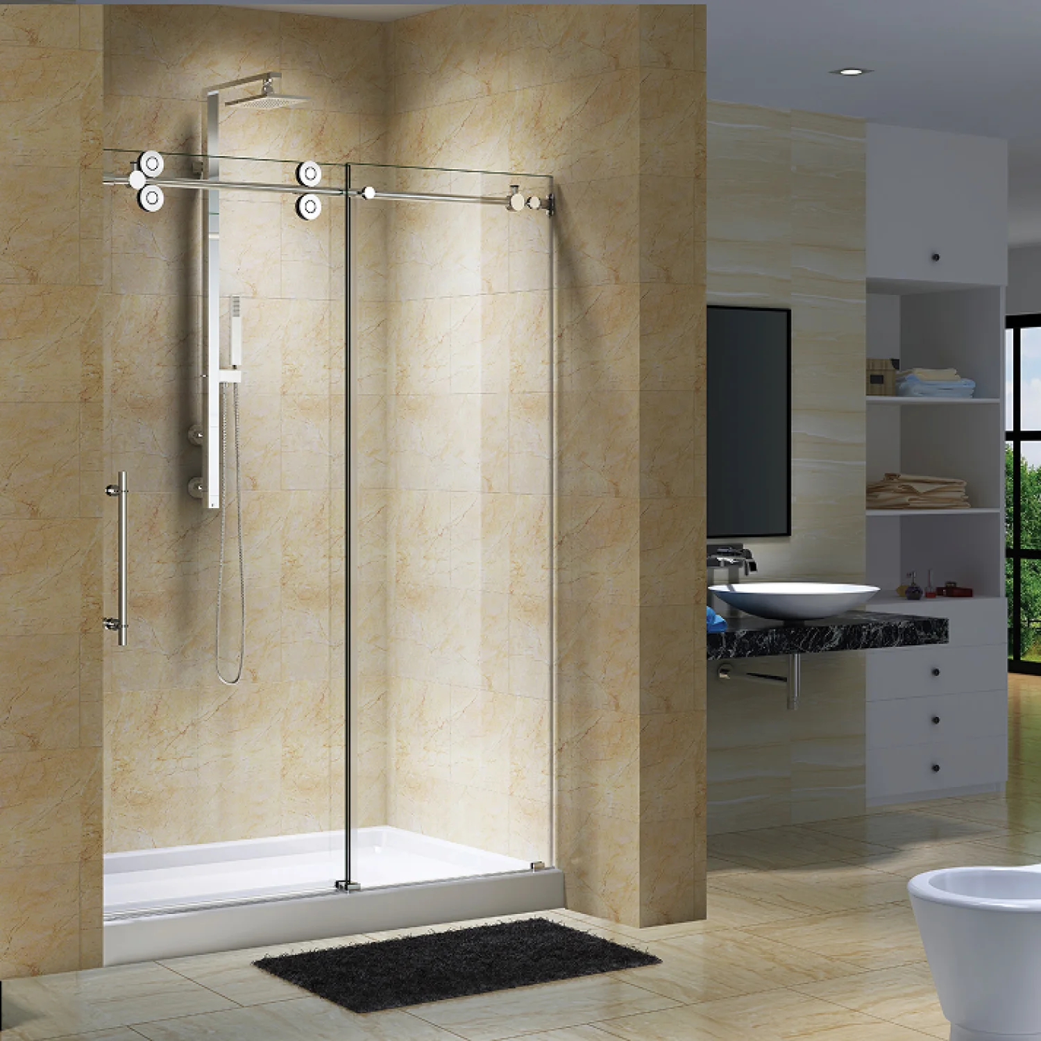 UHS-SD-006-Frameless-Single-Sliding-Bathtub-1 Frameless Single Sliding Bathtub/Shower Doors (60" x 78") - Image 1