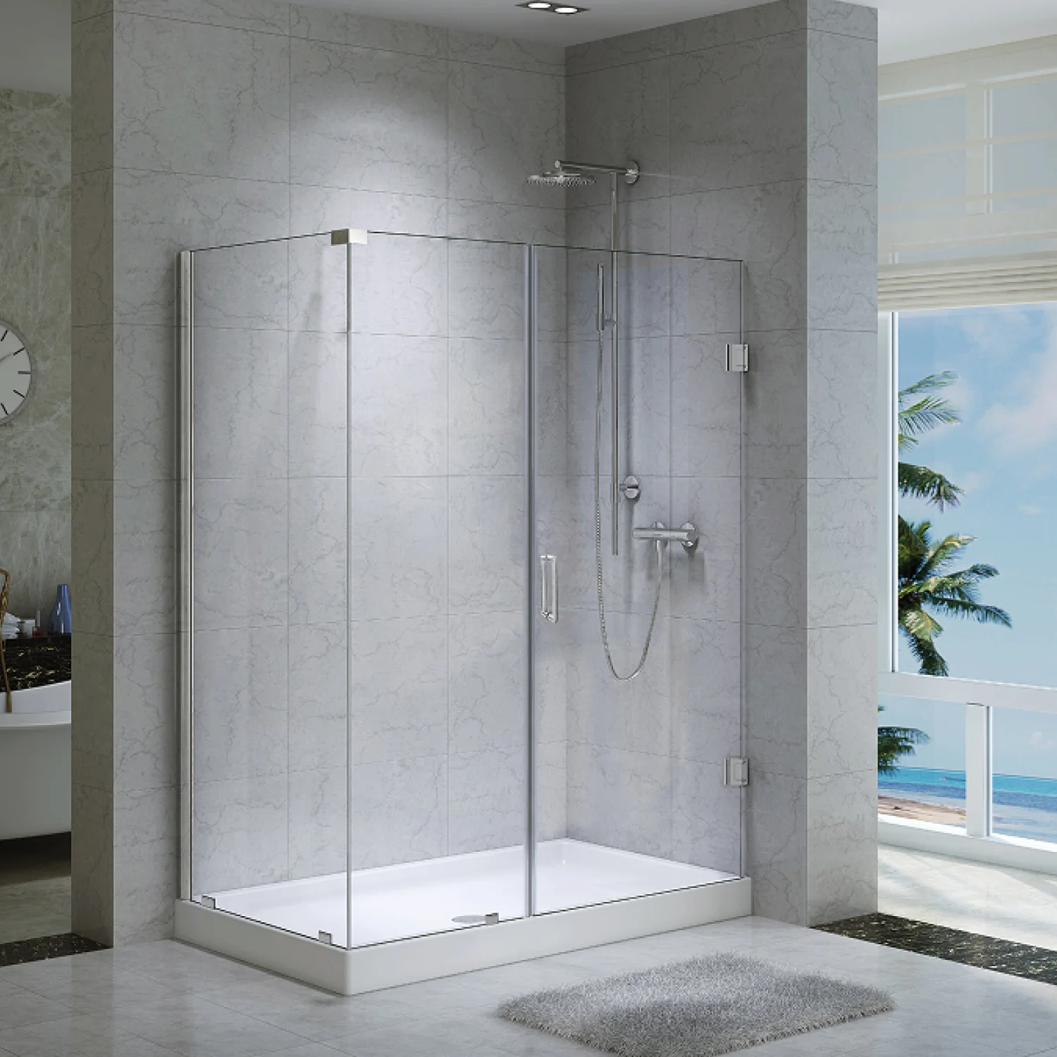 UHS-SD-010-Frameless-Hinged-Shower-Enclosures-1 Frameless Hinged Shower Enclosures - Image 1