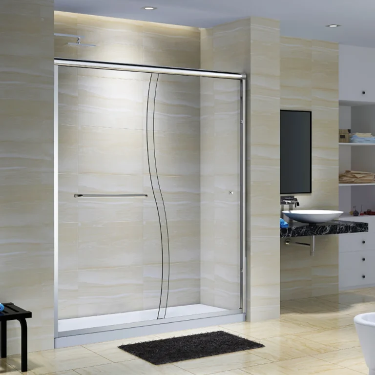 S-Shape Glass Semi-Frameless Double Sliding Tub Doors - United Hotel Supply