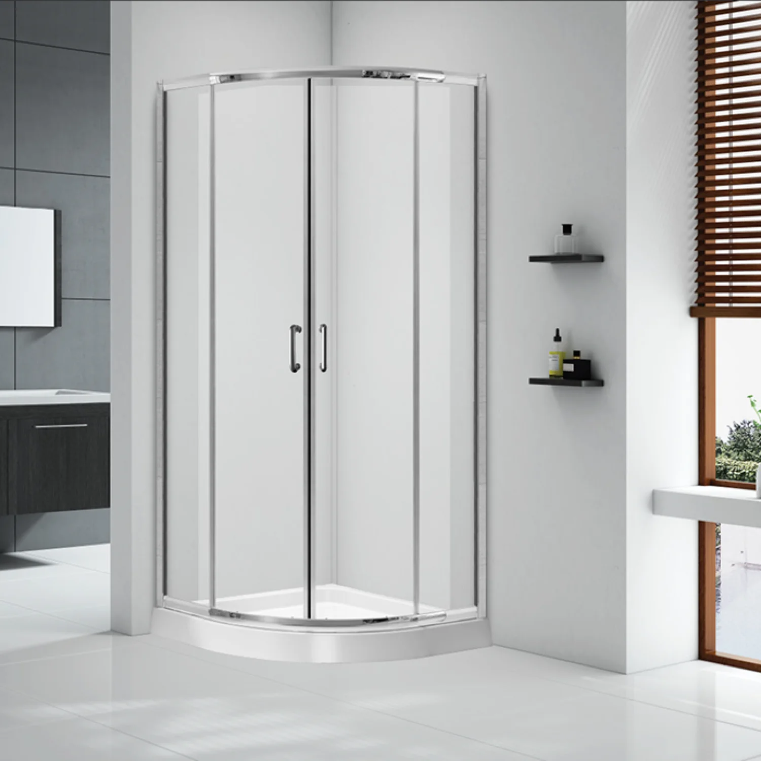 UHS-SD-017-Semi-Frameless-NEO-Round-Sliding-Shower-Enclosure Semi-Frameless NEO Round Sliding Shower Enclosure - Image 1