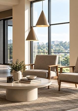Furnished hotel lounge space